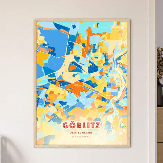 Colorful GORLITZ GERMANY Fine Art Map Blue Orange
