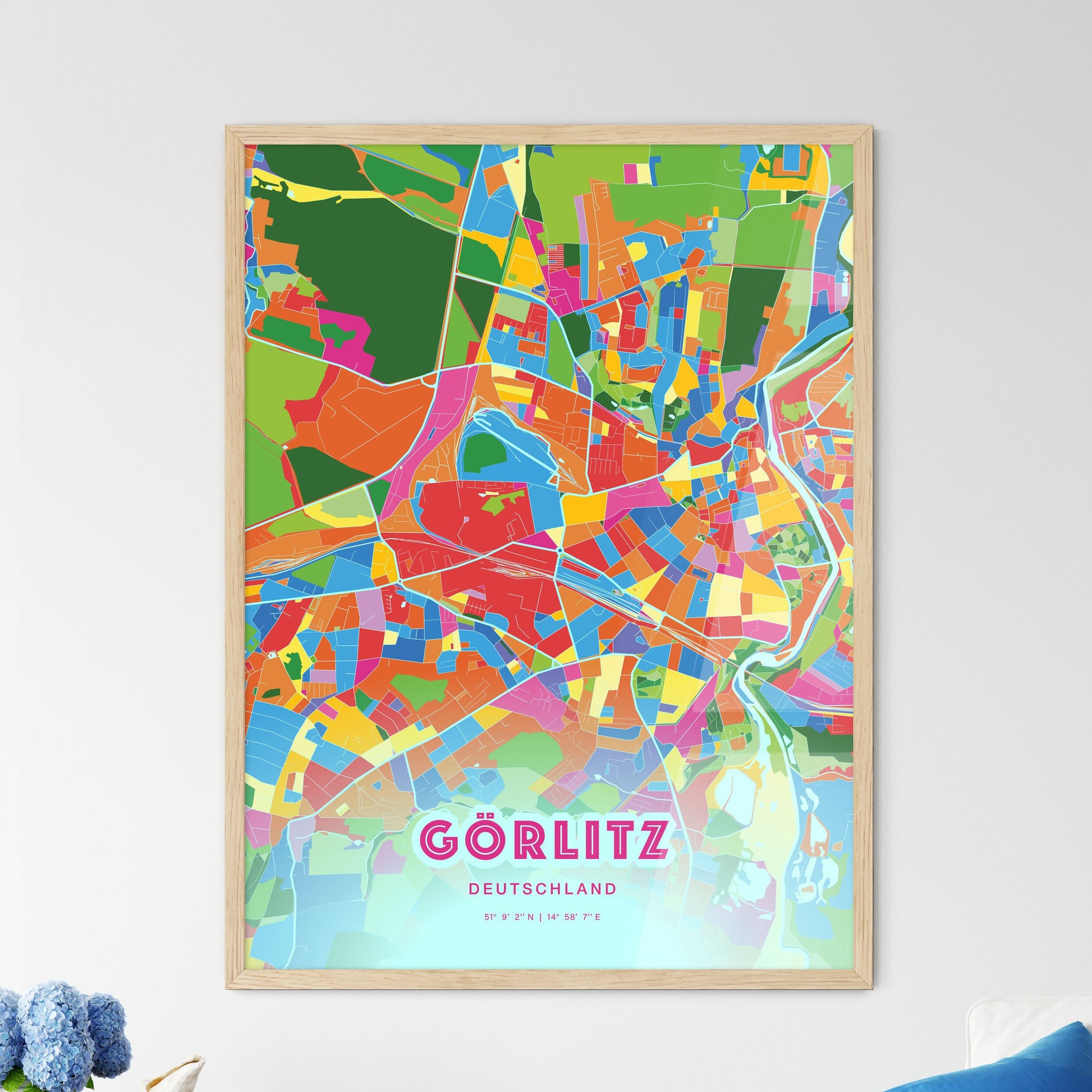 Colorful GORLITZ GERMANY Fine Art Map Crazy Colors