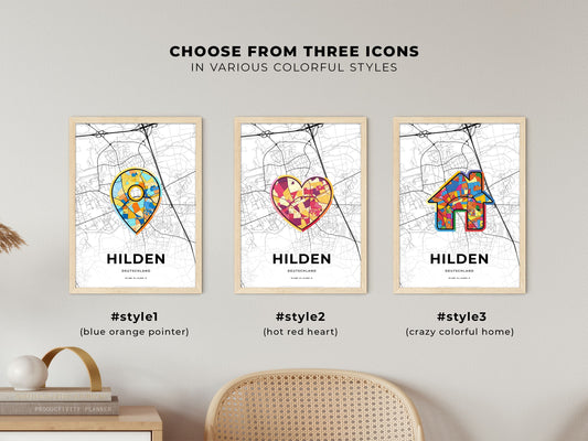 Hilden Germany maps with colorful icons