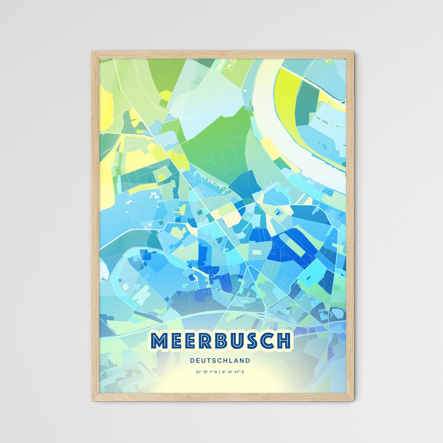 Colorful MEERBUSCH GERMANY Fine Art Map Cool Blue