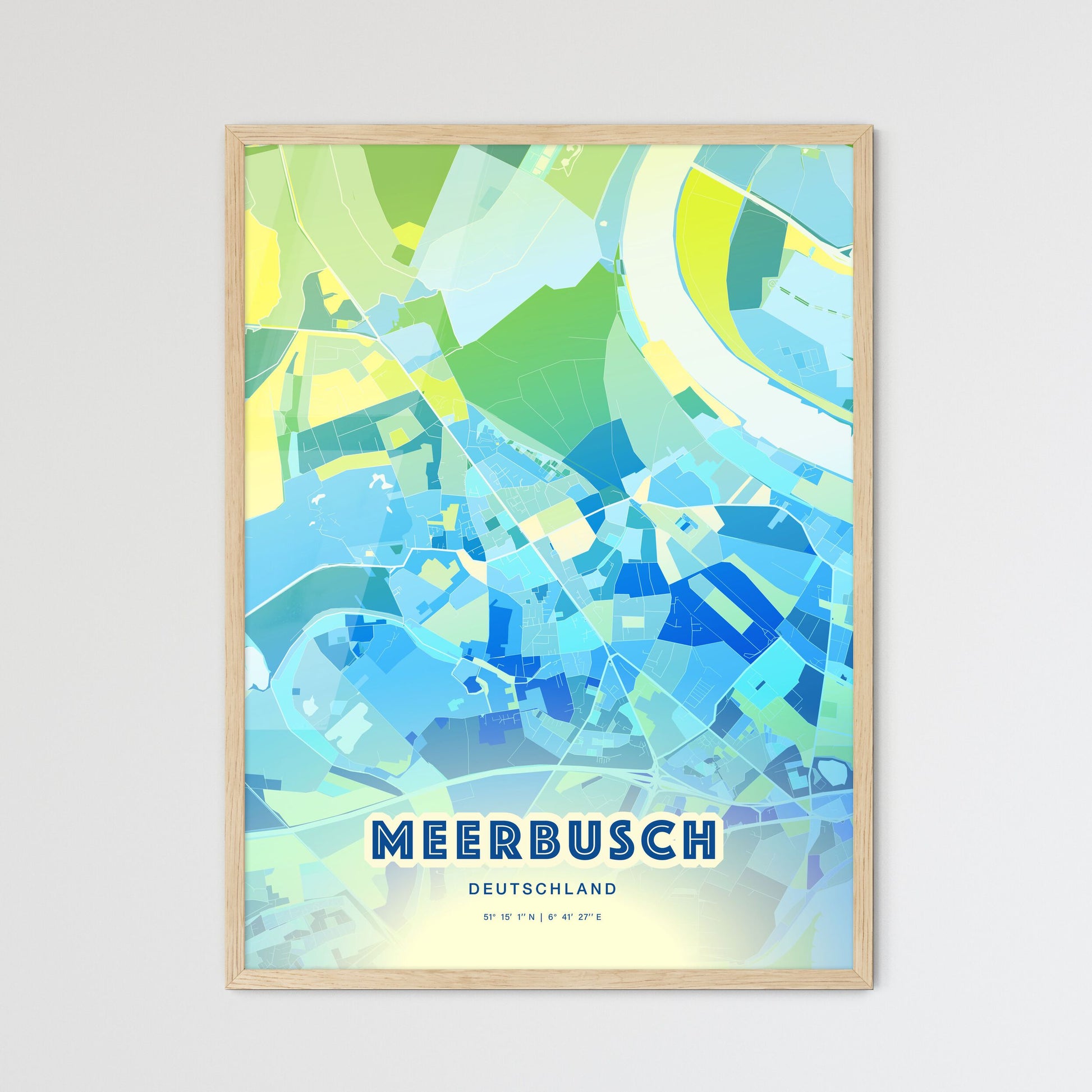 Colorful MEERBUSCH GERMANY Fine Art Map Cool Blue