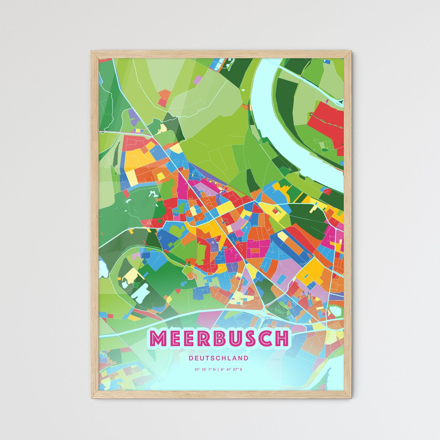Colorful MEERBUSCH GERMANY Fine Art Map Crazy Colors