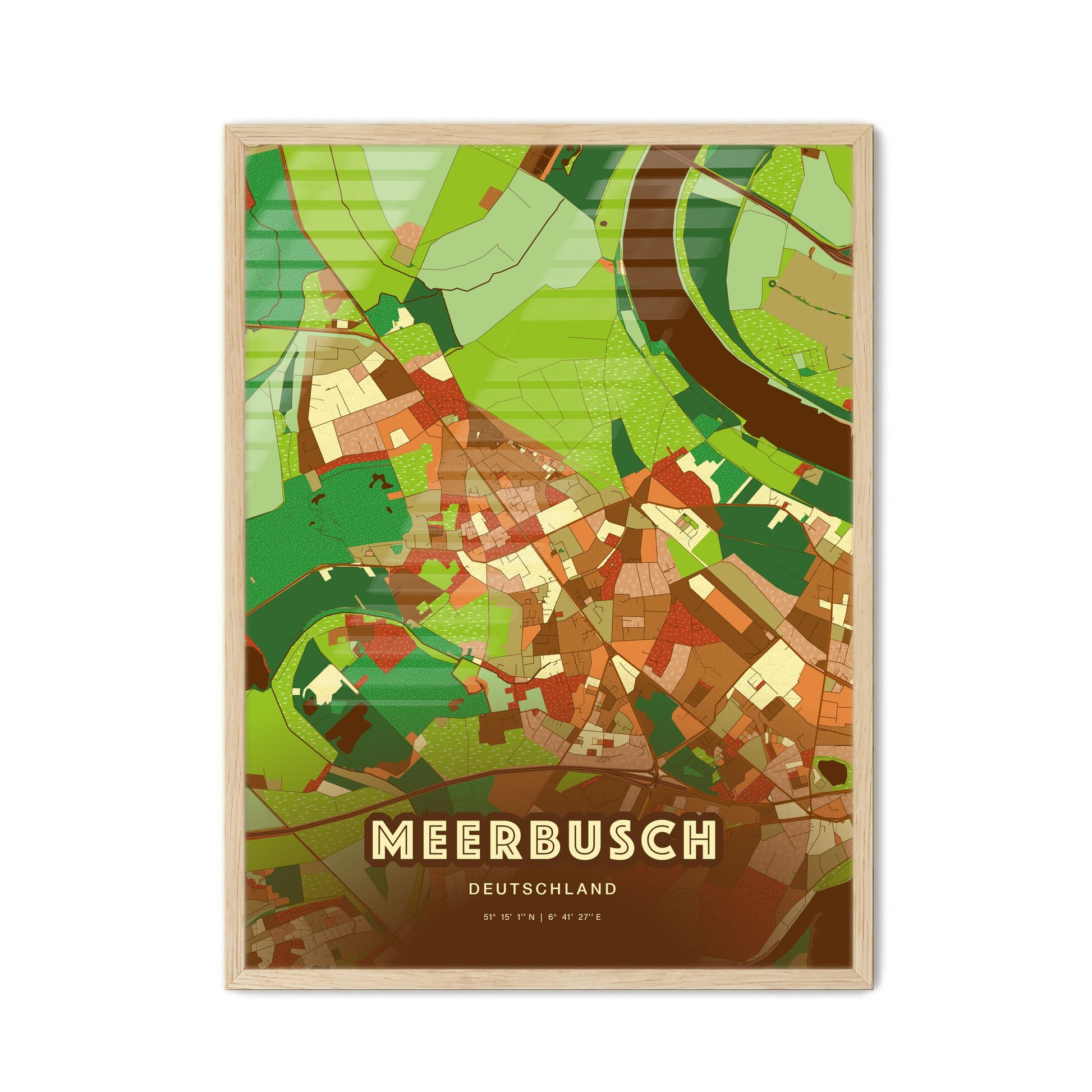 Colorful MEERBUSCH GERMANY Fine Art Map Farmhouse