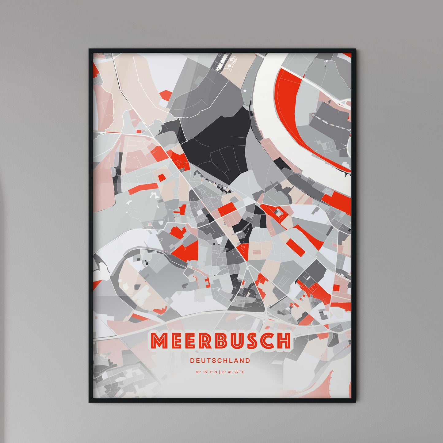 Colorful MEERBUSCH GERMANY Fine Art Map Modern