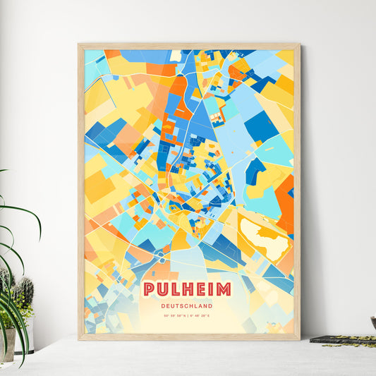 Colorful PULHEIM GERMANY Fine Art Map Blue Orange