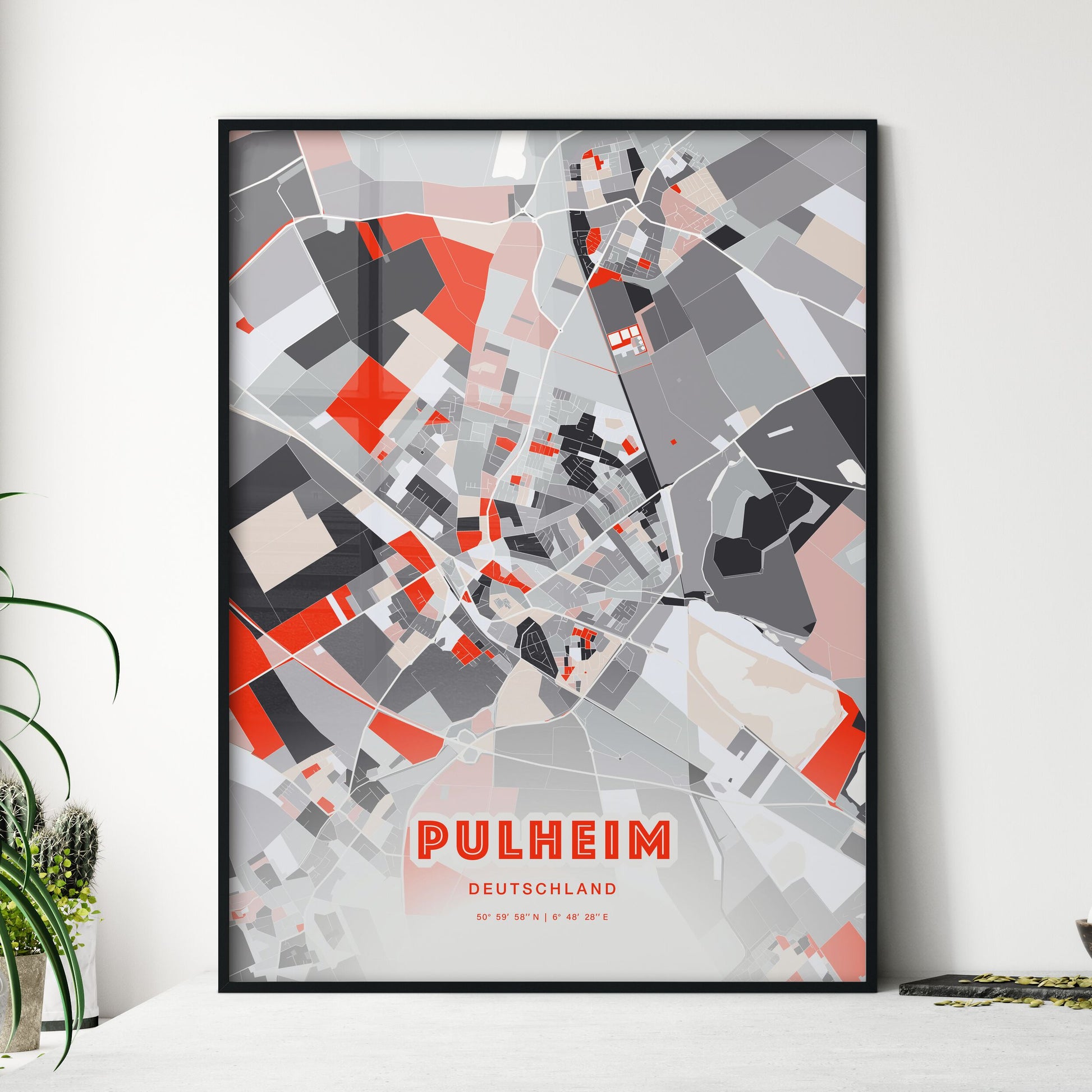 Colorful PULHEIM GERMANY Fine Art Map Modern