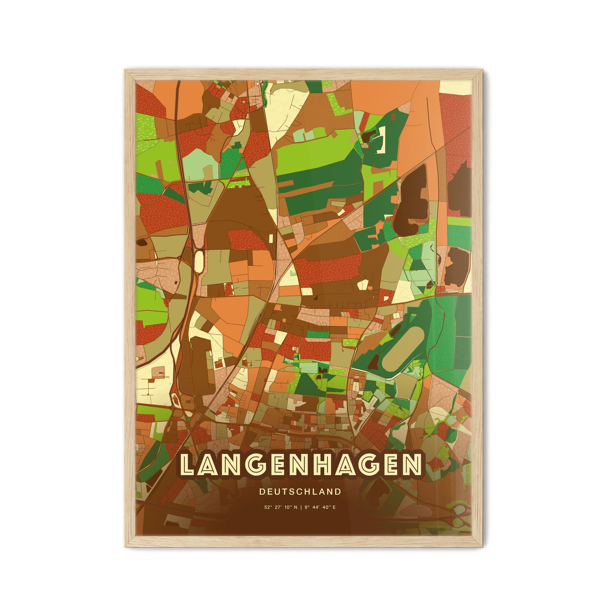 Colorful LANGENHAGEN GERMANY Fine Art Map Farmhouse