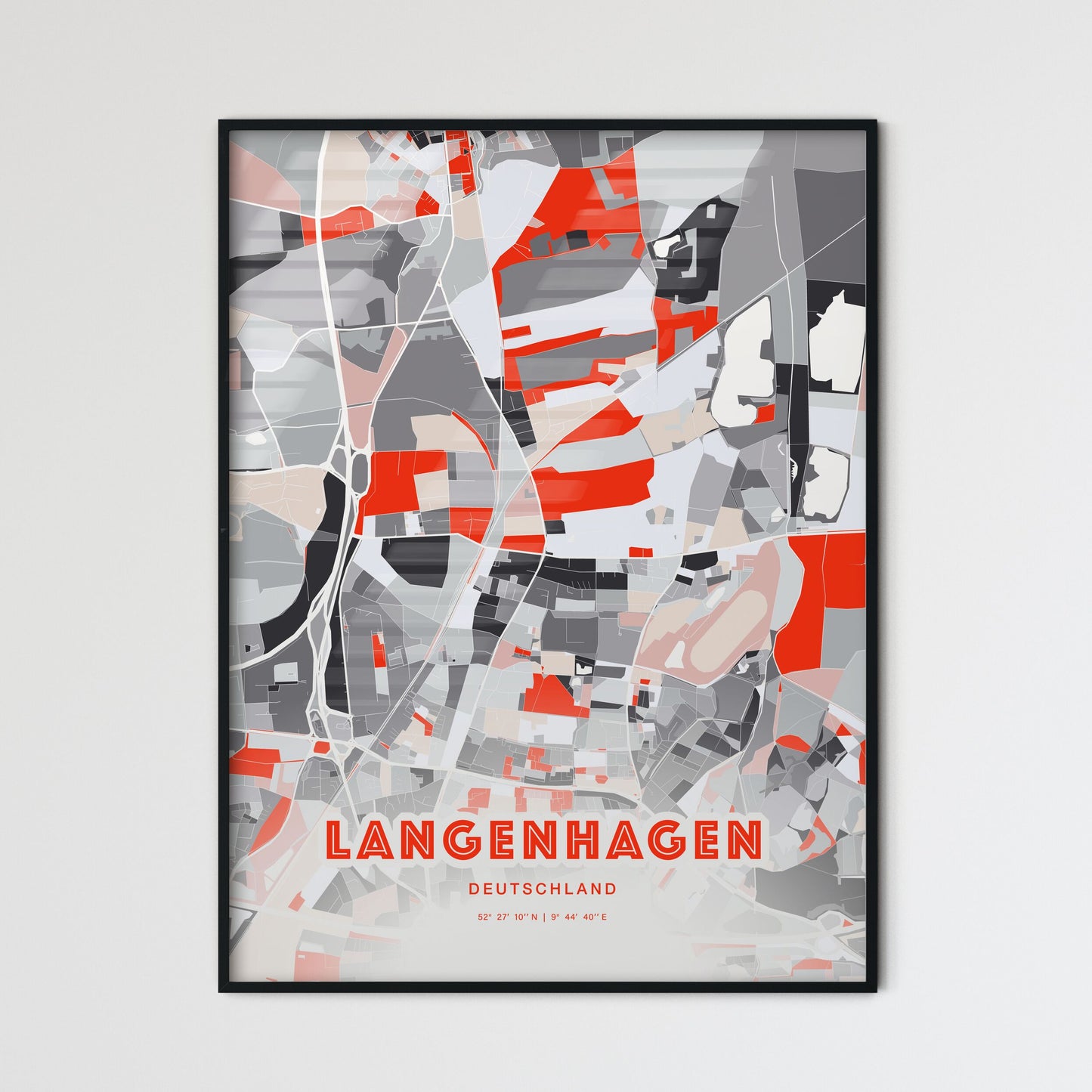 Colorful LANGENHAGEN GERMANY Fine Art Map Modern