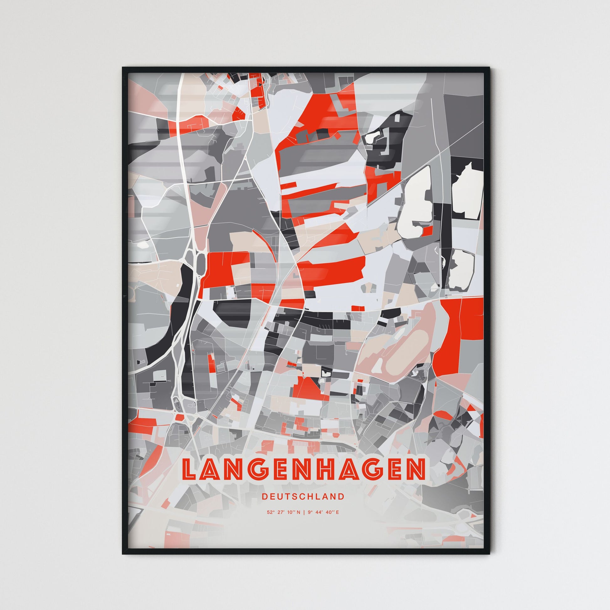 Colorful LANGENHAGEN GERMANY Fine Art Map Modern