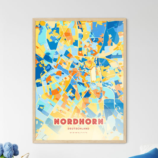 Colorful Nordhorn Germany Fine Art Map Blue Orange