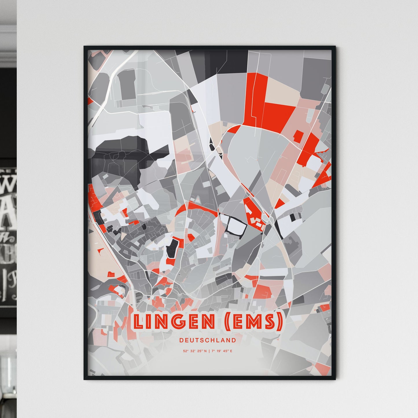 Colorful LINGEN (EMS) GERMANY Fine Art Map Modern