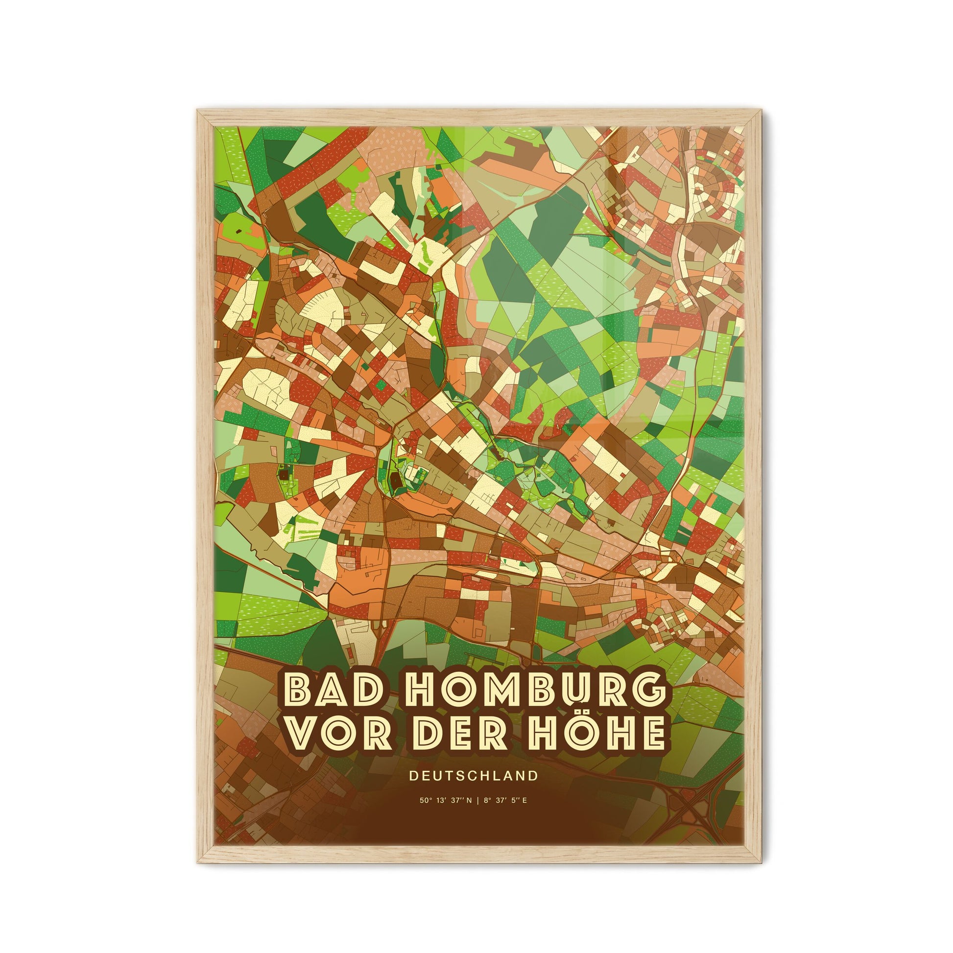 Colorful BAD HOMBURG VOR DER HOHE GERMANY Fine Art Map Farmhouse