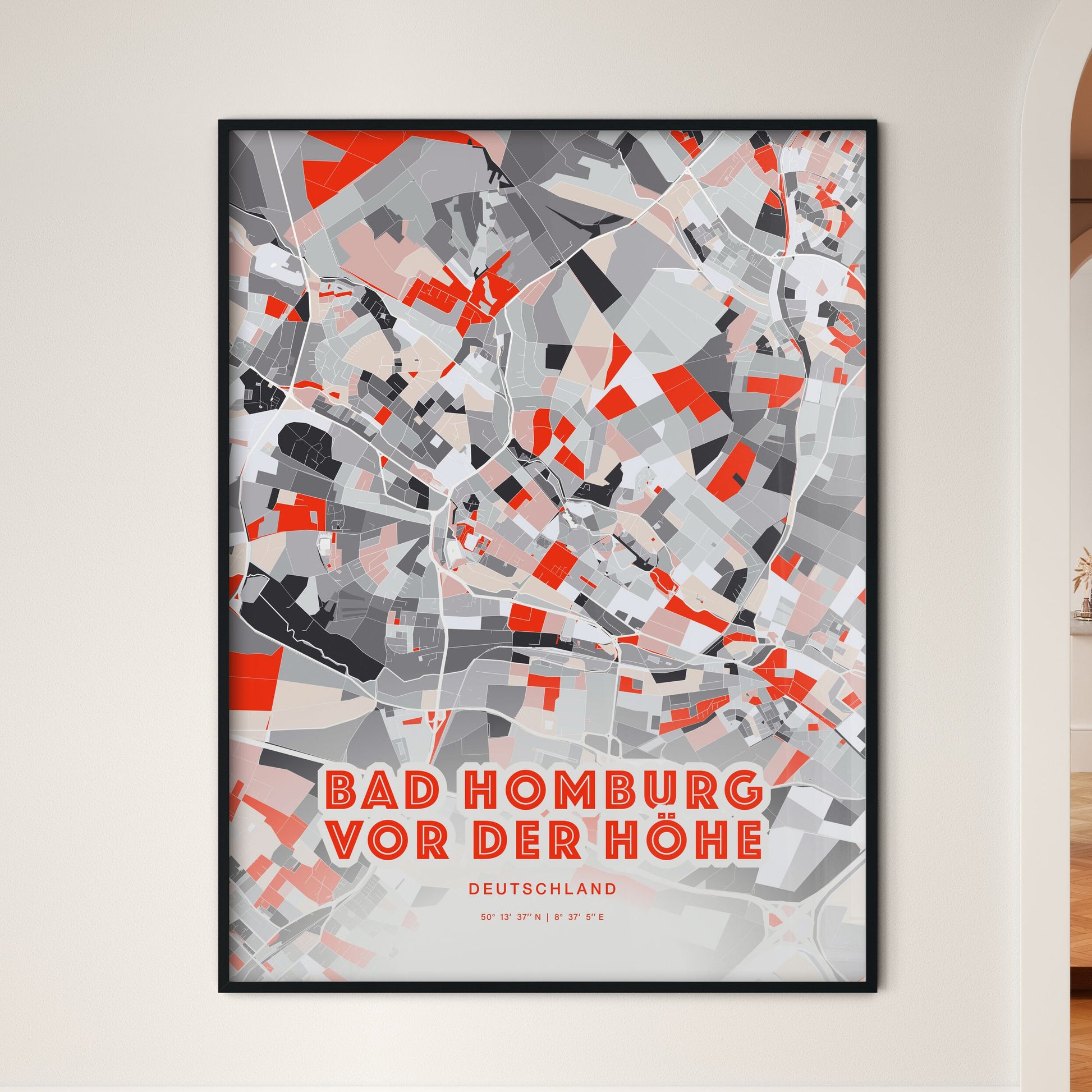 Colorful BAD HOMBURG VOR DER HOHE GERMANY Fine Art Map Modern