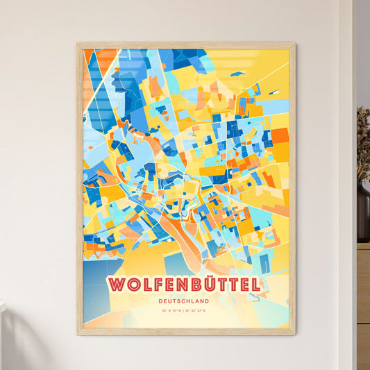 Colorful WOLFENBUTTEL GERMANY Fine Art Map Blue Orange