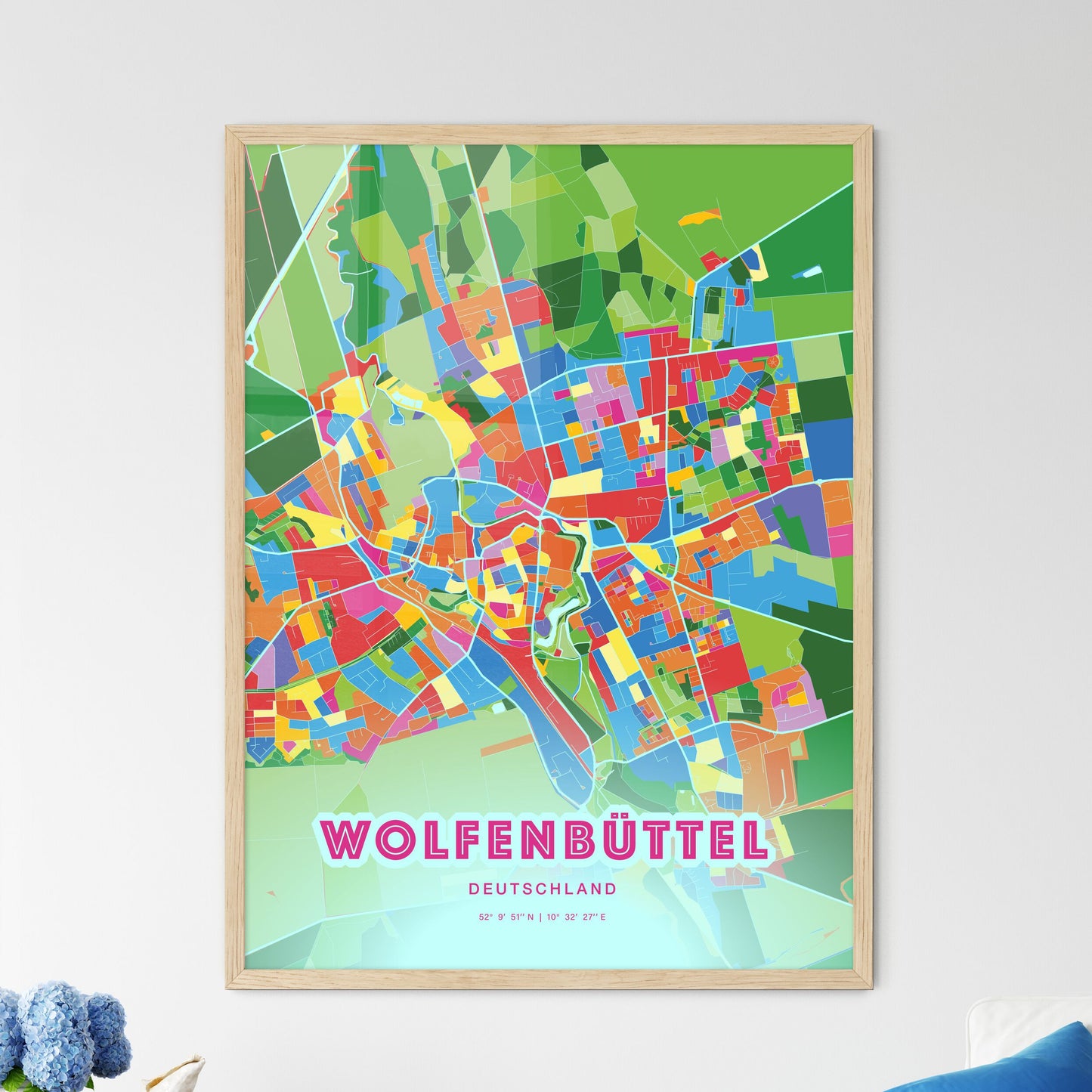 Colorful WOLFENBUTTEL GERMANY Fine Art Map Crazy Colors