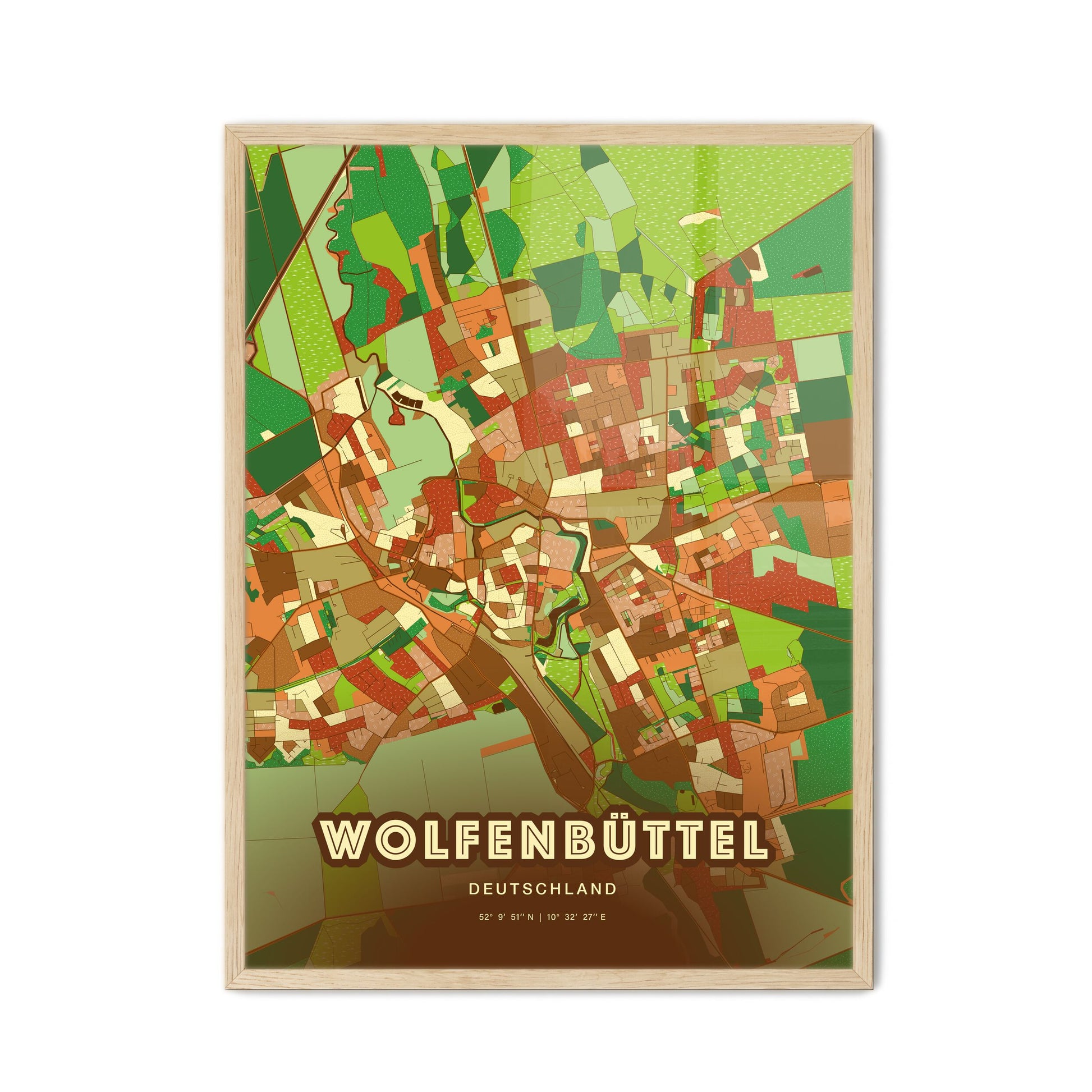 Colorful WOLFENBUTTEL GERMANY Fine Art Map Farmhouse