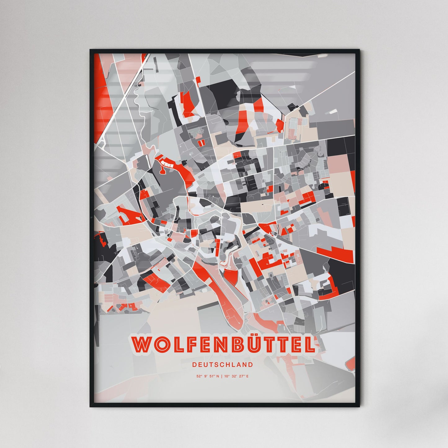 Colorful WOLFENBUTTEL GERMANY Fine Art Map Modern