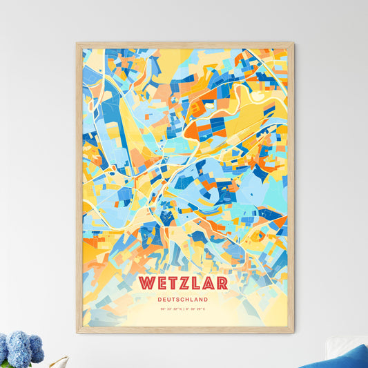 Colorful Wetzlar Germany Fine Art Map Blue Orange