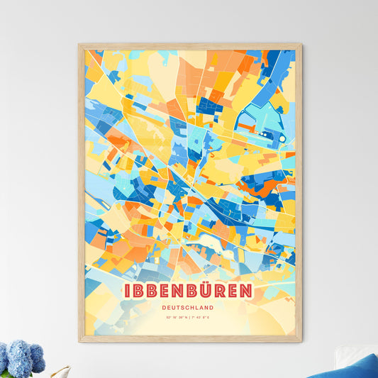 Colorful IBBENBUREN GERMANY Fine Art Map Blue Orange