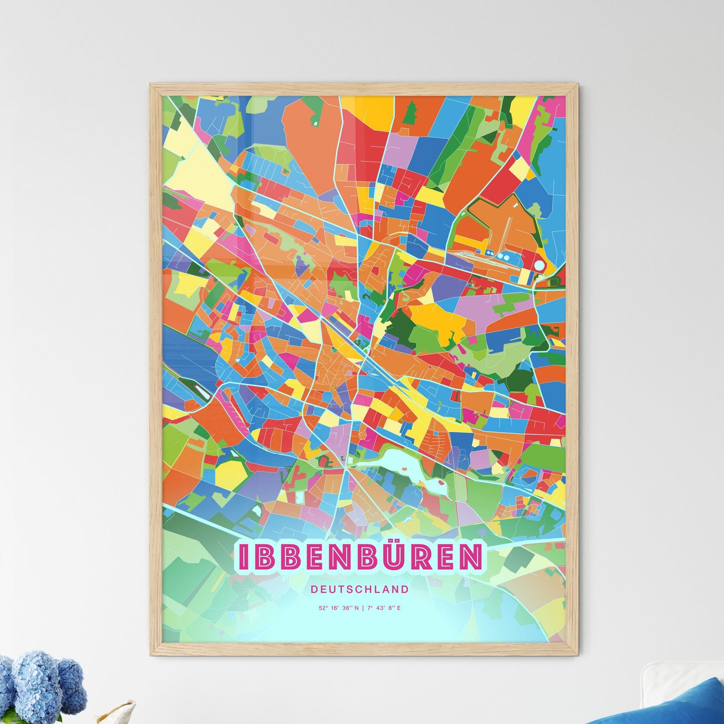 Colorful IBBENBUREN GERMANY Fine Art Map Crazy Colors