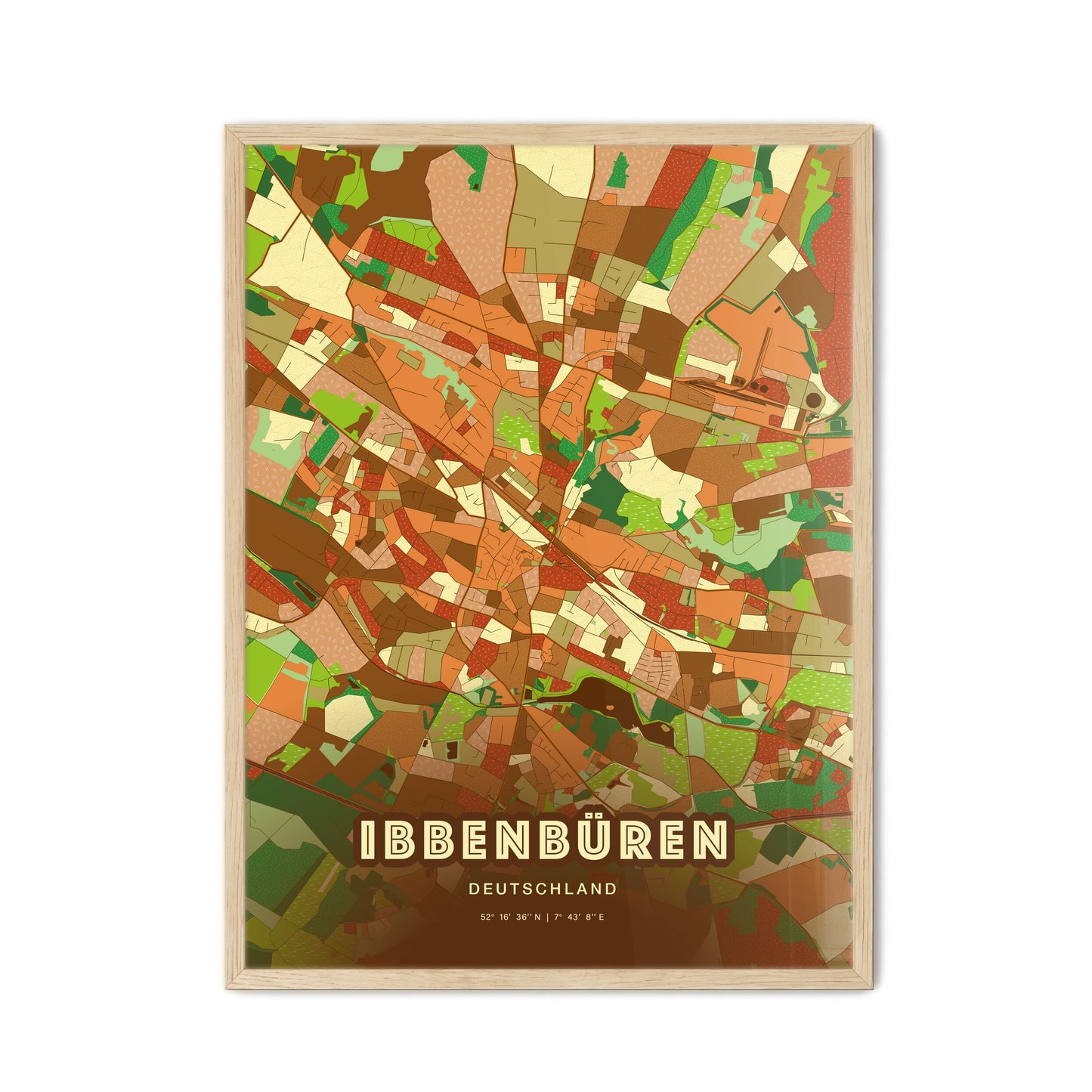 Colorful IBBENBUREN GERMANY Fine Art Map Farmhouse