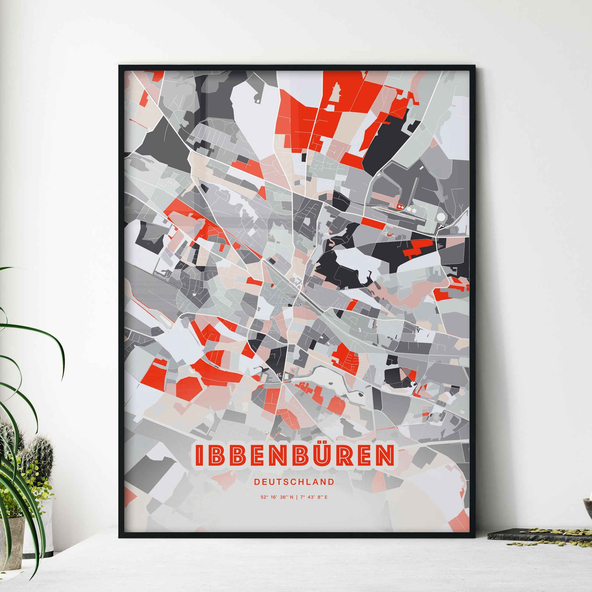 Colorful IBBENBUREN GERMANY Fine Art Map Modern