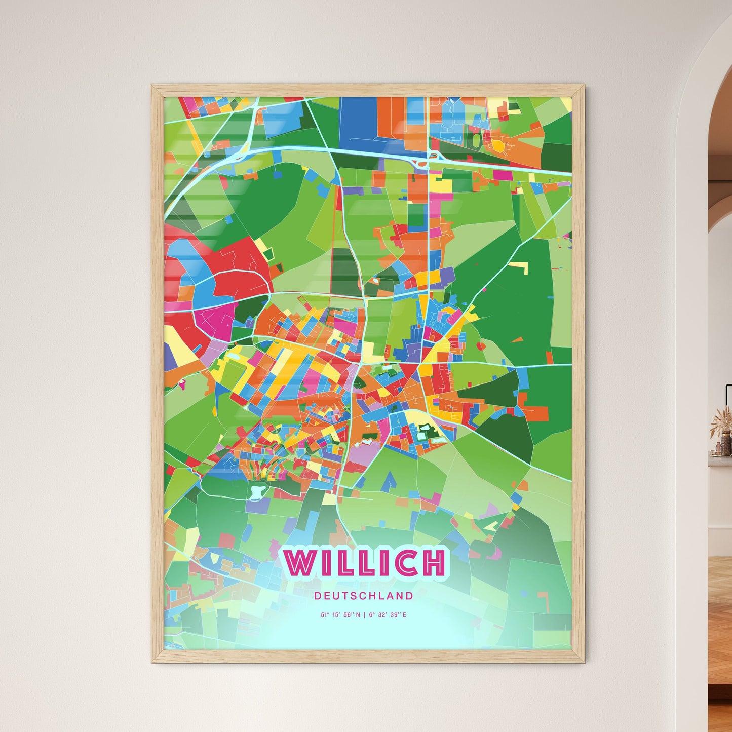 Colorful WILLICH GERMANY Fine Art Map Crazy Colors