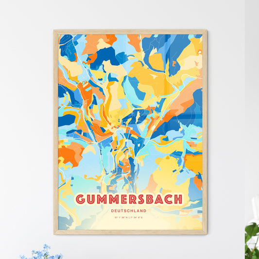 Colorful GUMMERSBACH GERMANY Fine Art Map Blue Orange