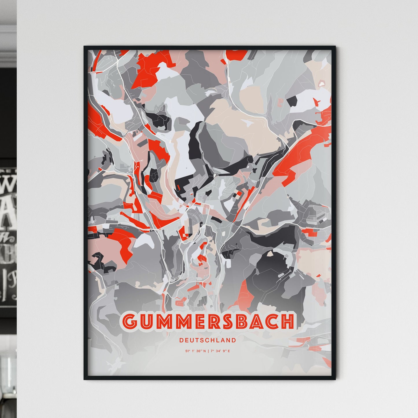 Colorful GUMMERSBACH GERMANY Fine Art Map Modern