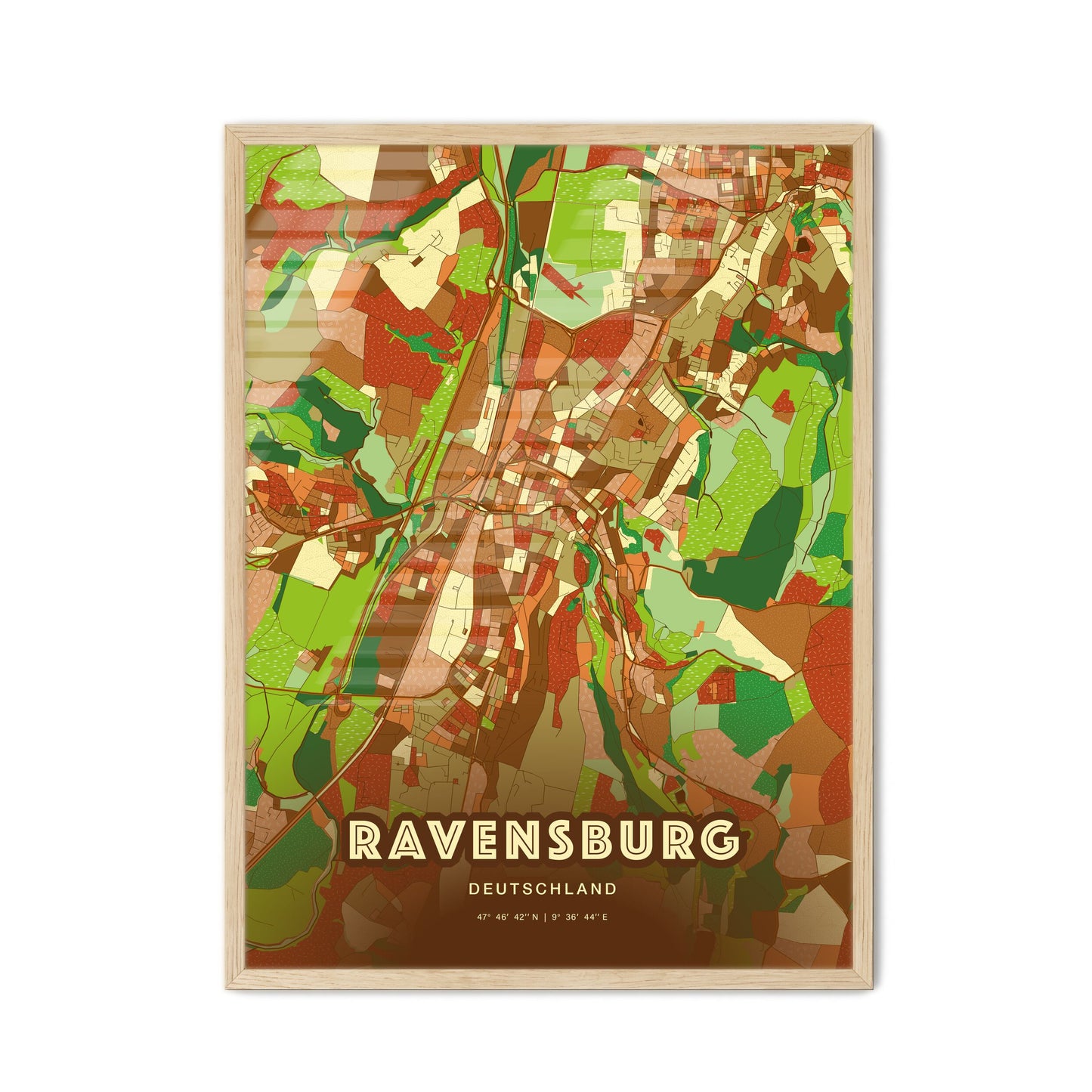 Colorful RAVENSBURG GERMANY Fine Art Map Farmhouse