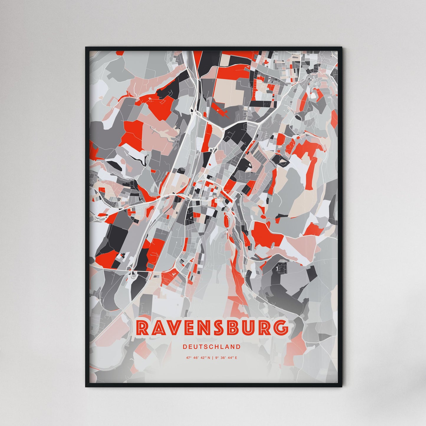 Colorful RAVENSBURG GERMANY Fine Art Map Modern