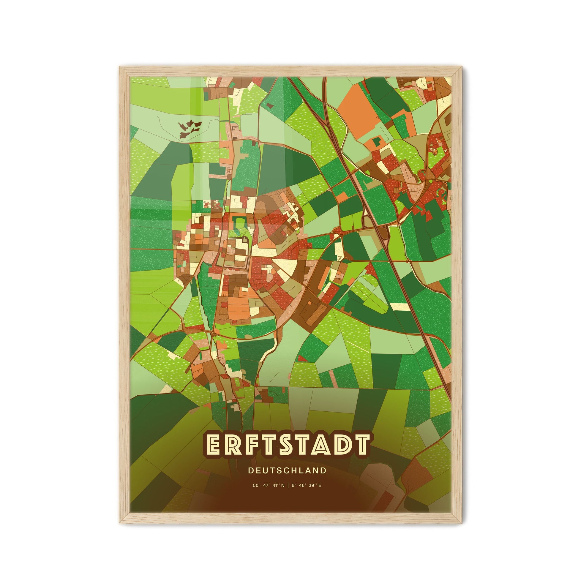 Colorful ERFTSTADT GERMANY Fine Art Map Farmhouse