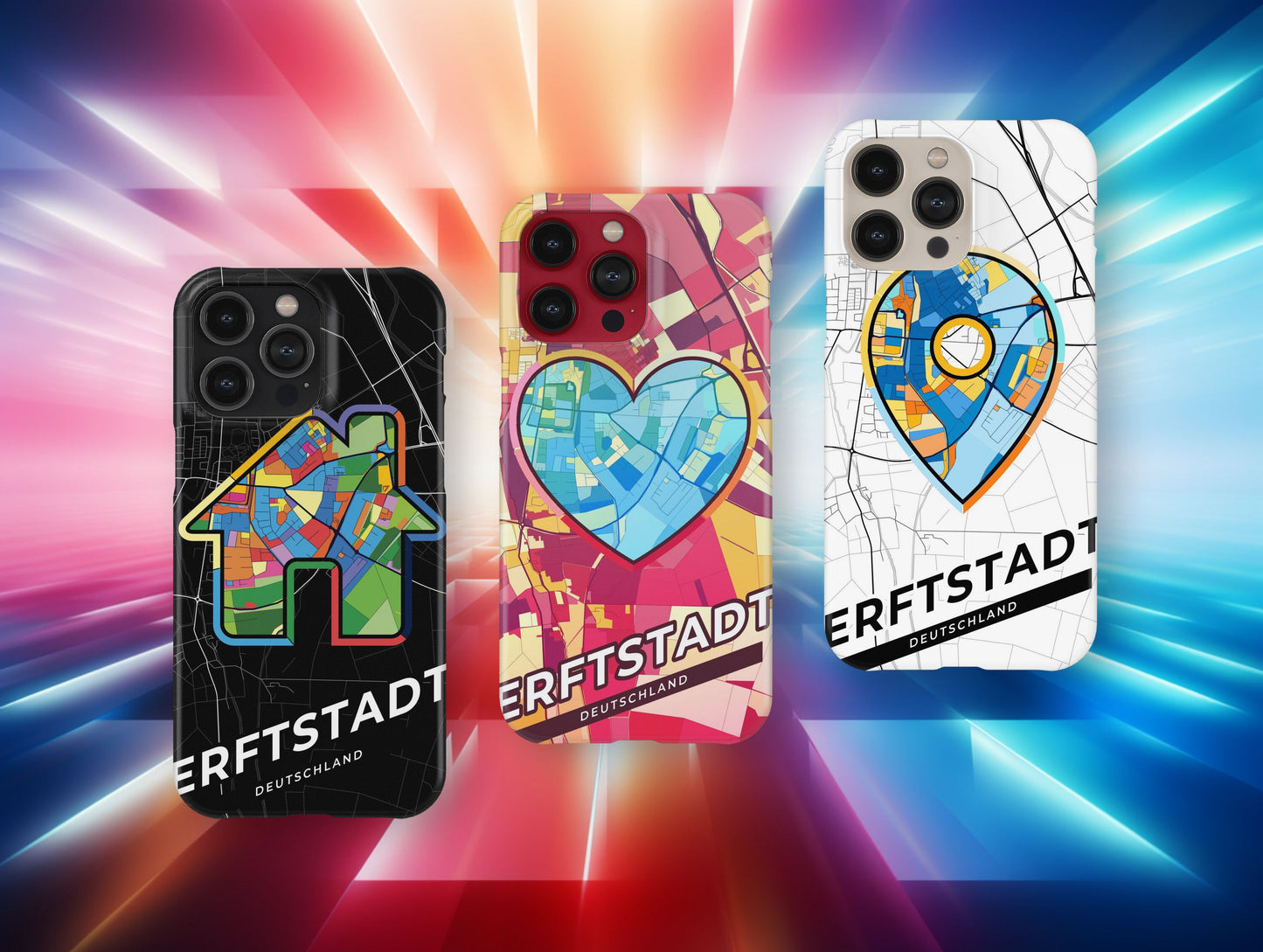 Erftstadt Deutschland slim phone case with colorful icon. Birthday, wedding or housewarming gift. Couple match cases.
