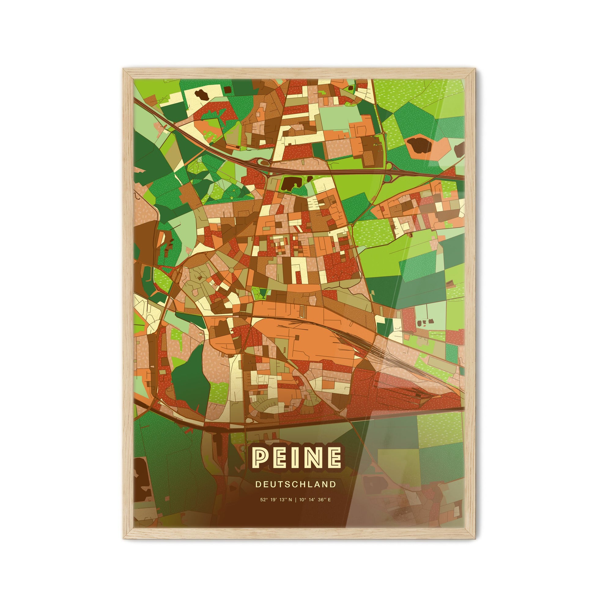 Colorful PEINE GERMANY Fine Art Map Farmhouse