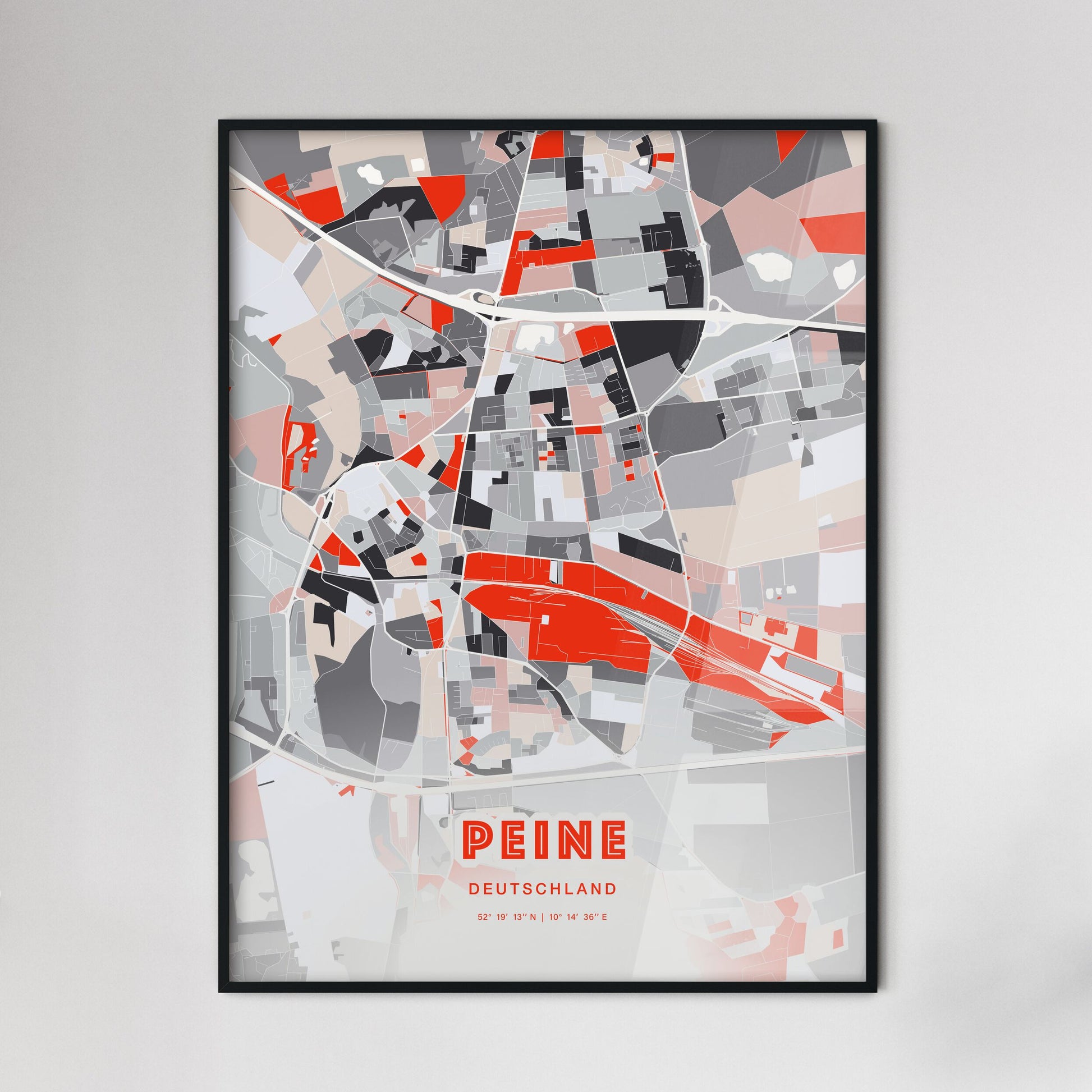 Colorful PEINE GERMANY Fine Art Map Modern