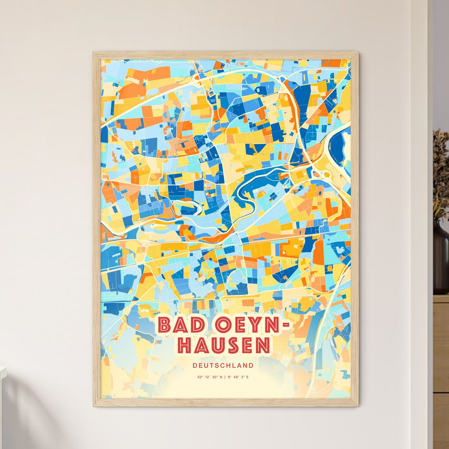 Colorful BAD OEYNHAUSEN GERMANY Fine Art Map Blue Orange