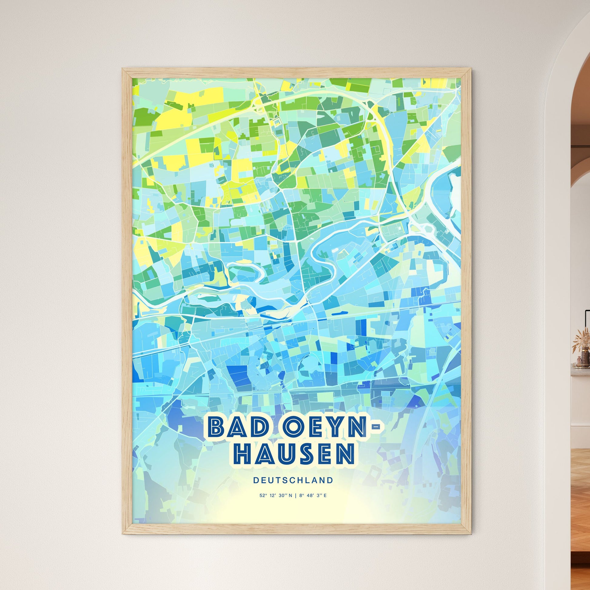 Colorful BAD OEYNHAUSEN GERMANY Fine Art Map Cool Blue