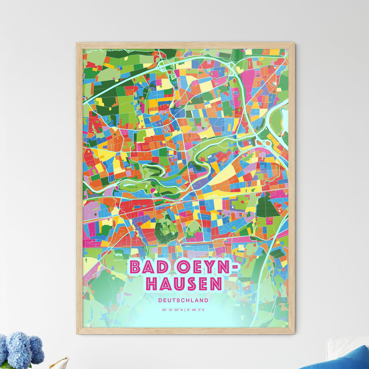 Colorful BAD OEYNHAUSEN GERMANY Fine Art Map Crazy Colors