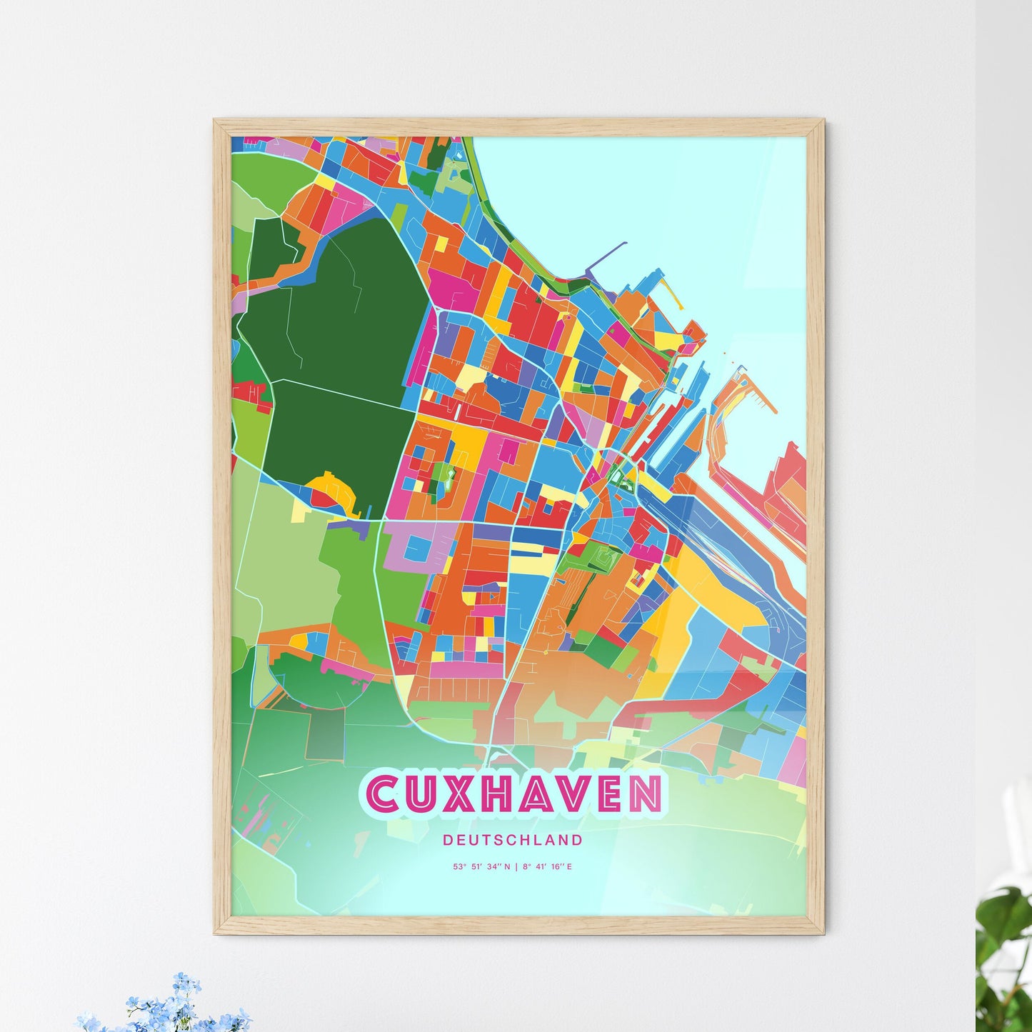 Colorful CUXHAVEN GERMANY Fine Art Map Crazy Colors