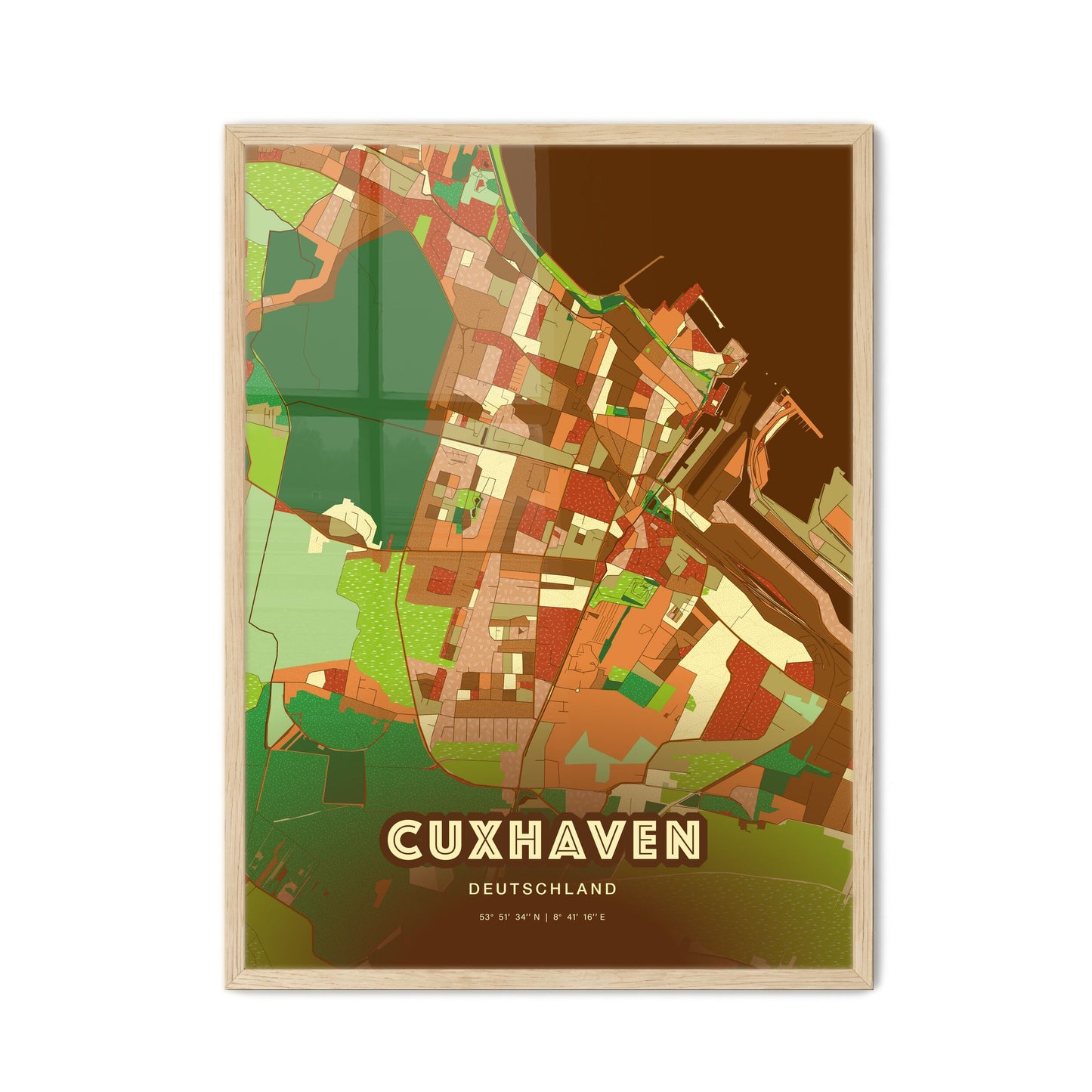 Colorful CUXHAVEN GERMANY Fine Art Map Farmhouse