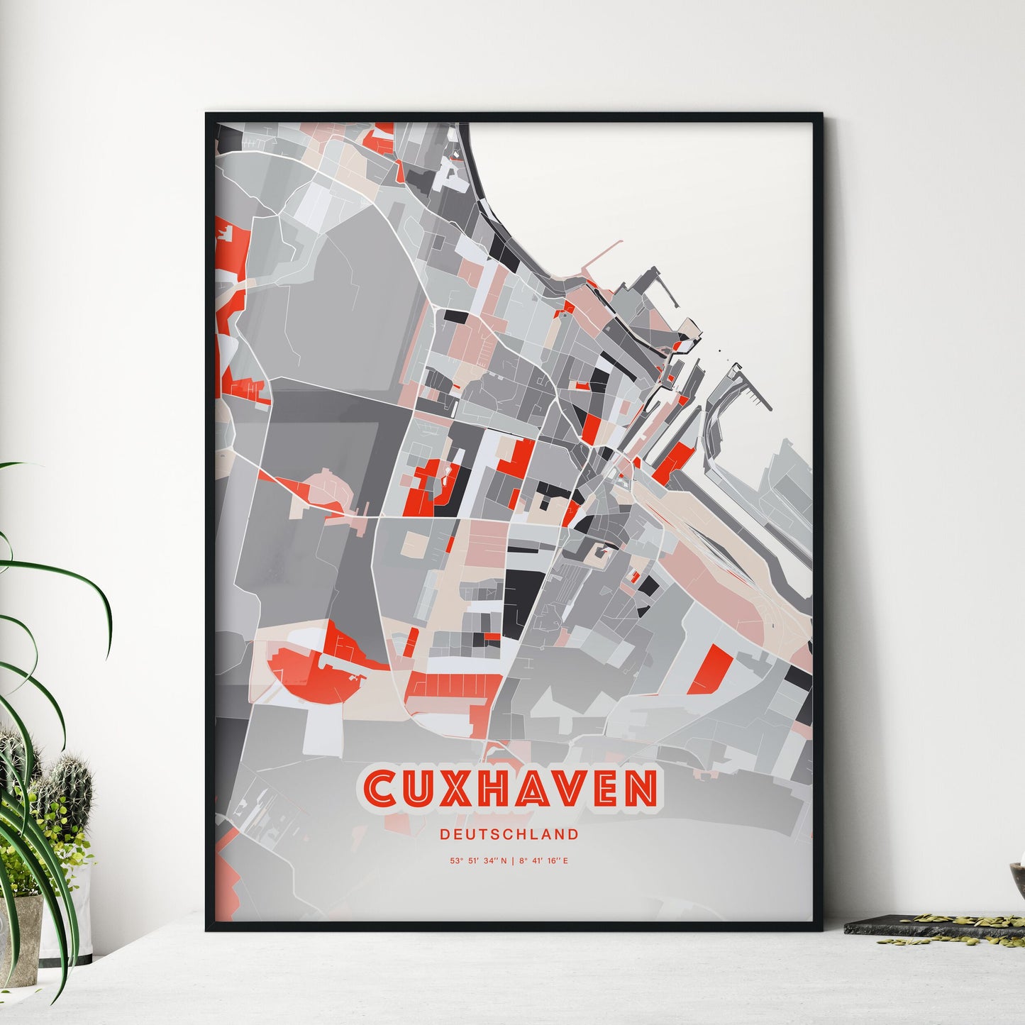 Colorful CUXHAVEN GERMANY Fine Art Map Modern