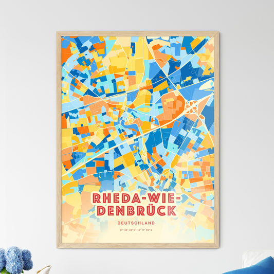 Colorful RHEDA-WIEDENBRUCK GERMANY Fine Art Map Blue Orange