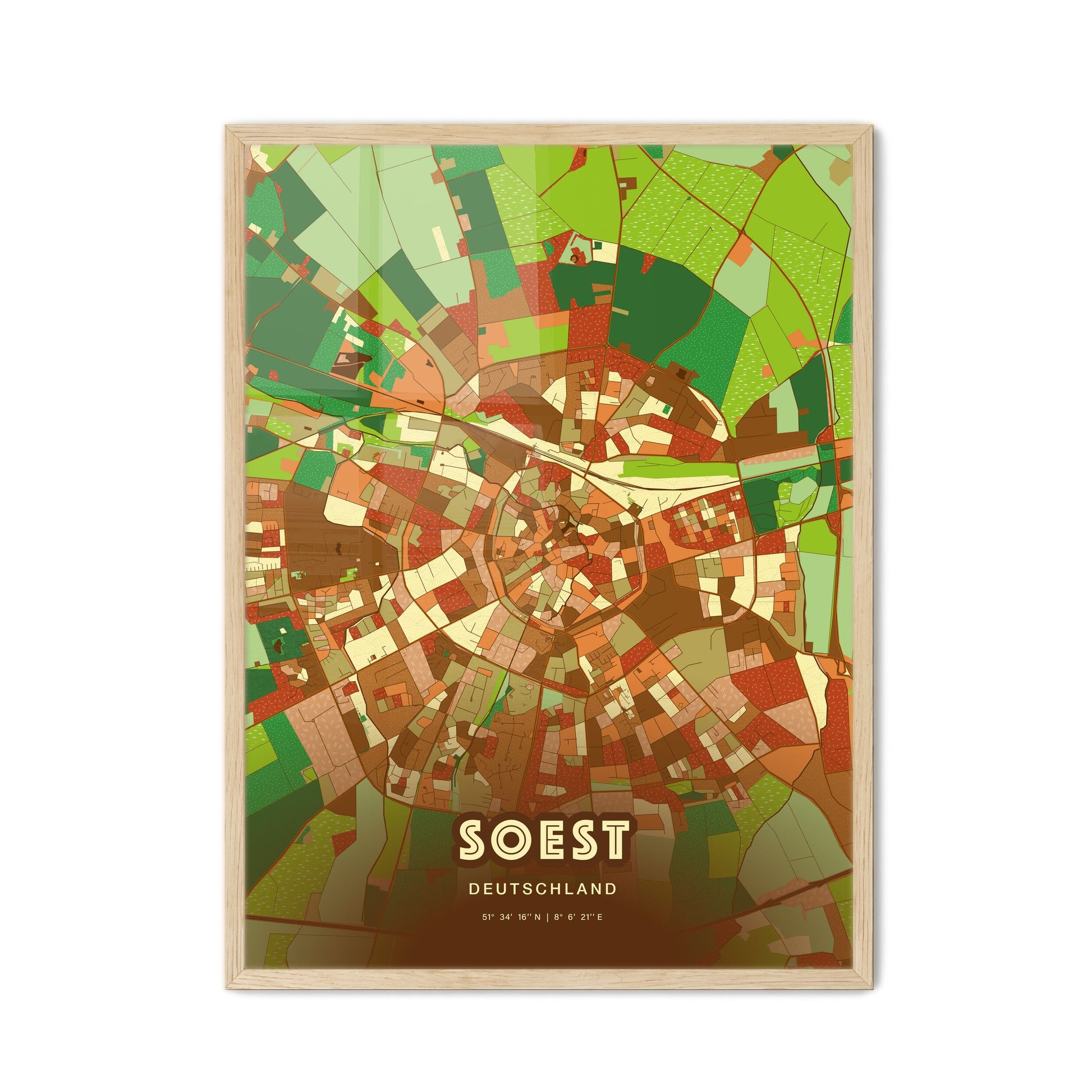 Colorful SOEST GERMANY Fine Art Map Farmhouse