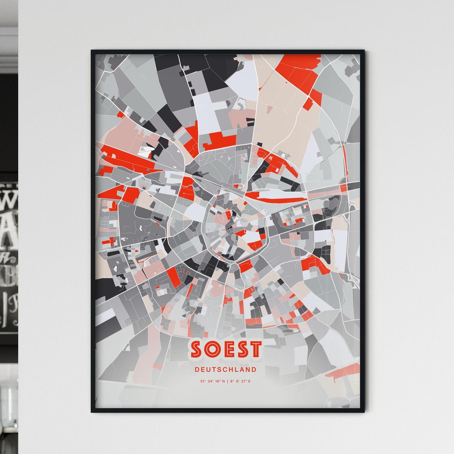 Colorful SOEST GERMANY Fine Art Map Modern