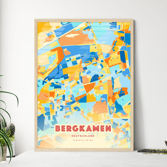 Colorful BERGKAMEN GERMANY Fine Art Map Blue Orange