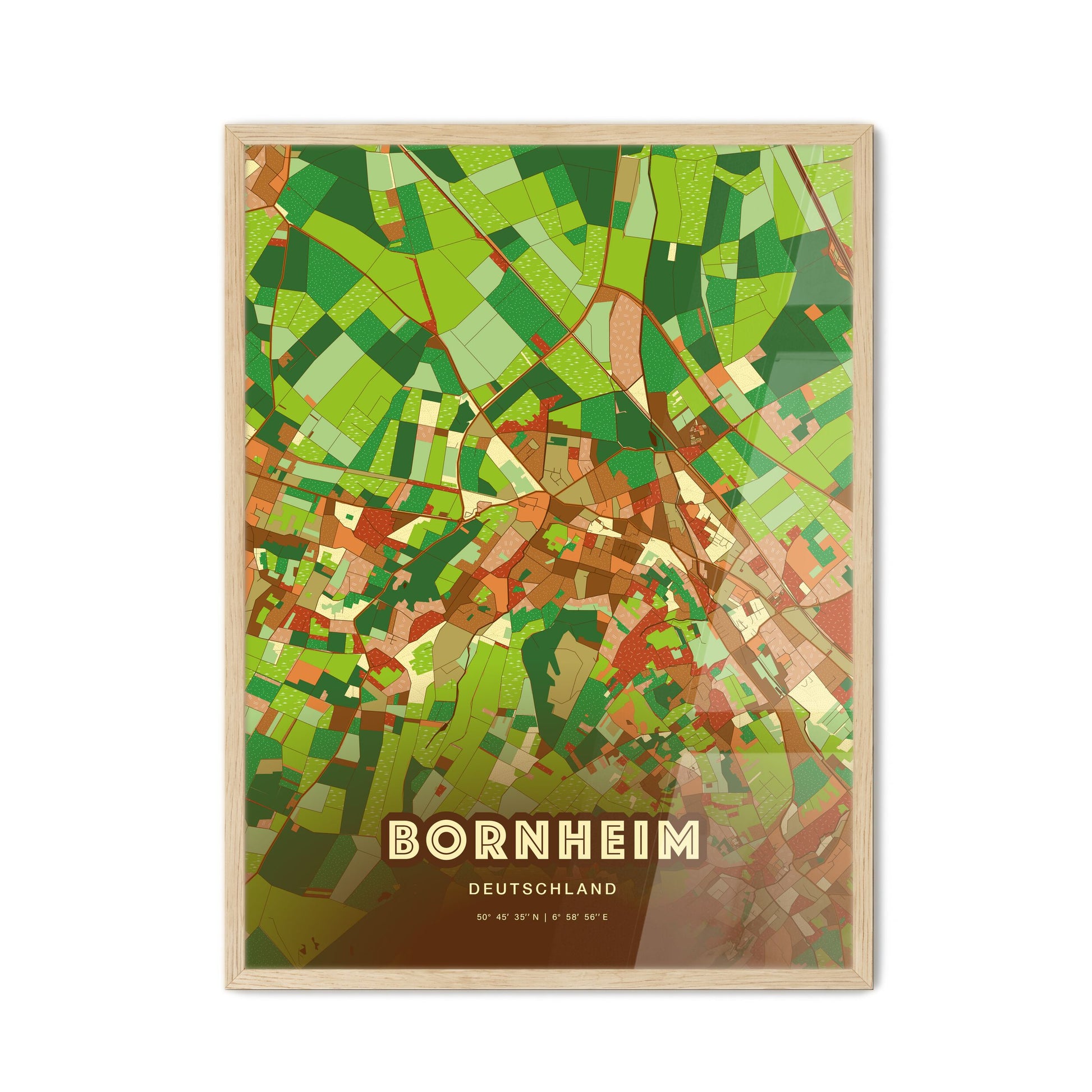 Colorful BORNHEIM GERMANY Fine Art Map Farmhouse