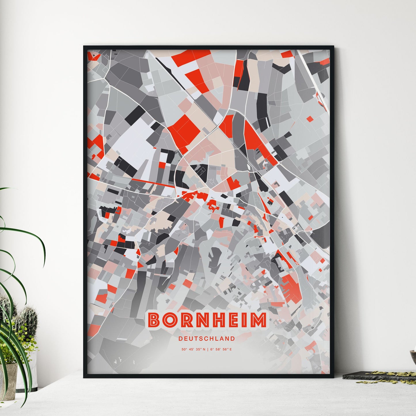 Colorful BORNHEIM GERMANY Fine Art Map Modern