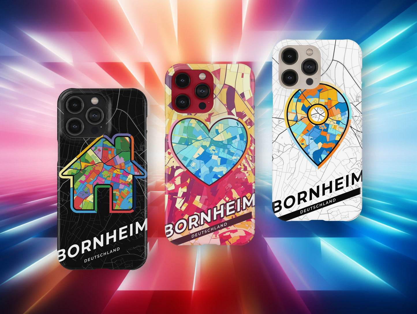 Bornheim Deutschland slim phone case with colorful icon. Birthday, wedding or housewarming gift. Couple match cases.