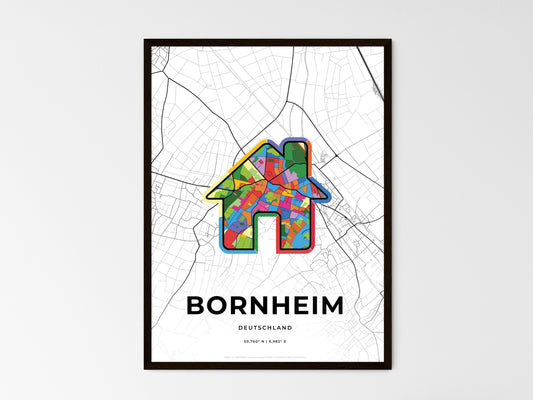 Bornheim Germany wedding art map with home icon