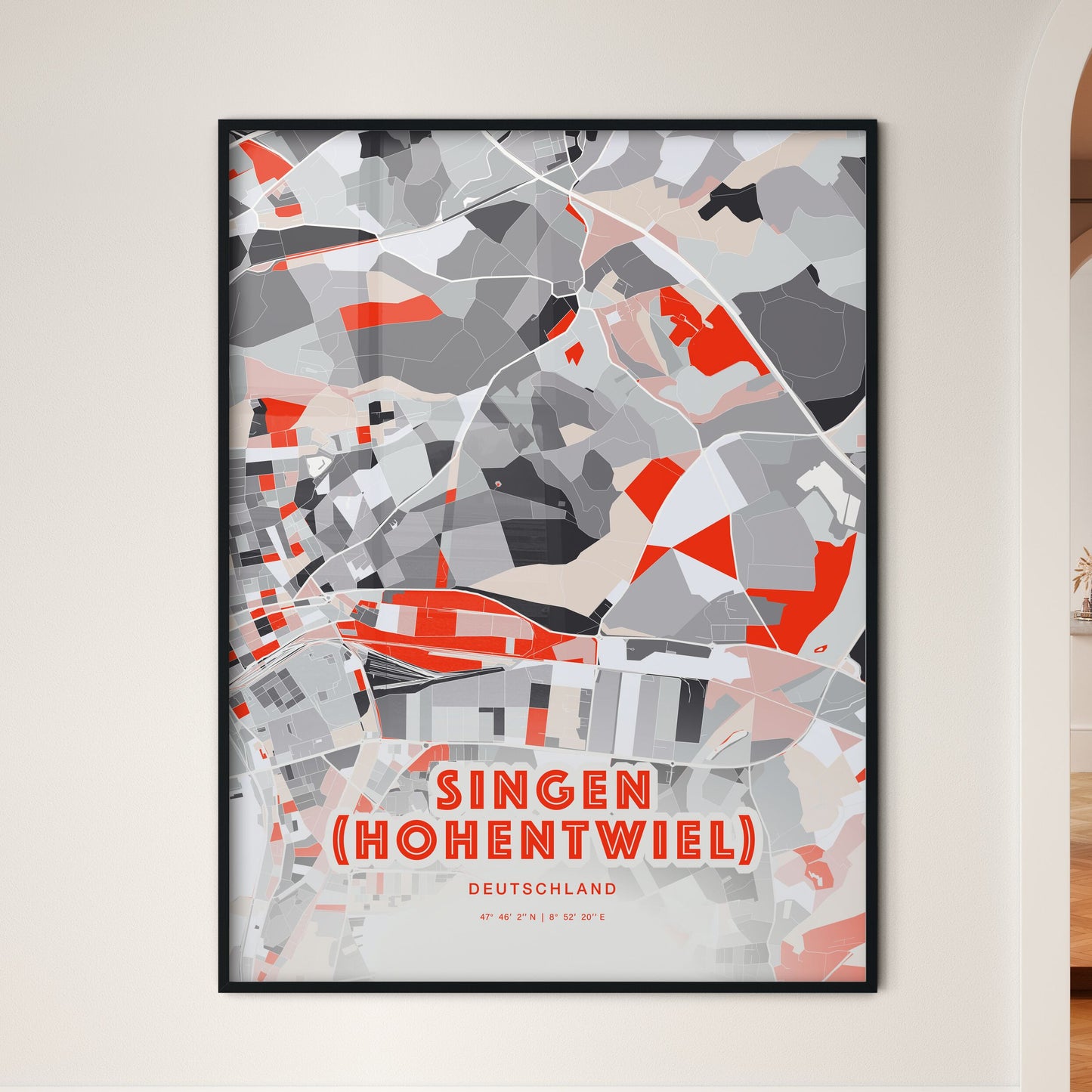 Colorful SINGEN (HOHENTWIEL) GERMANY Fine Art Map Modern